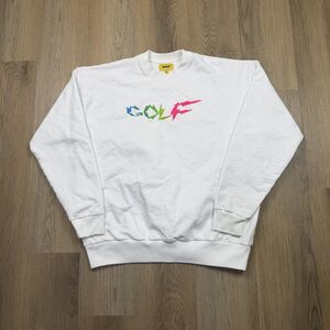 Golf Wang Sweatshirt Mens XL White Multicolor GOLF Logo Crewneck Fleece Pullover